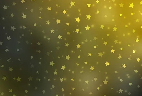 Verde Oscuro Plantilla Vector Amarillo Con Copos Nieve Hielo Estrellas — Archivo Imágenes Vectoriales