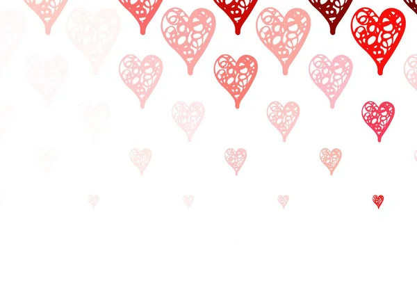 淡淡的粉色 红色的矢量图案与五彩斑斓的心 装饰设计 心形简洁 情人节广告的模式 小册子 — 图库矢量图片