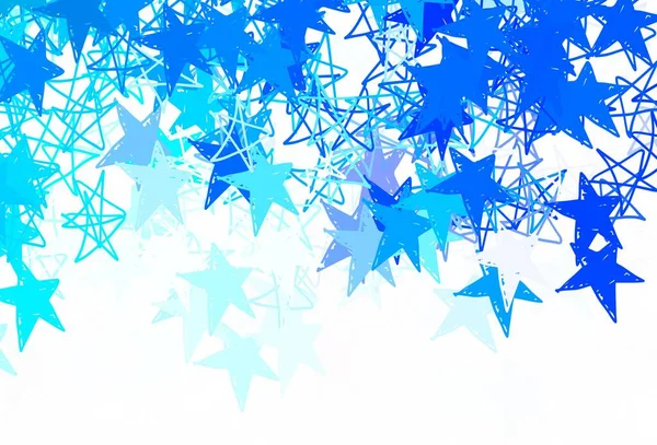 Fondo Vectorial Luz Azul Con Estrellas Pequeñas Grandes Ilustración Decorativa — Vector de stock