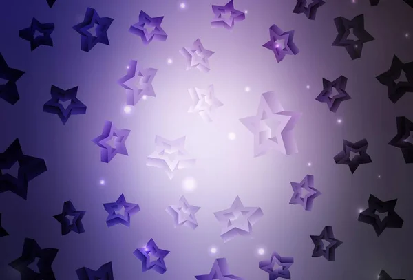 Светло Фиолетовая Векторная Компоновка Яркими Звездами Сияющая Цветная Иллюстрация Звездами — стоковый вектор