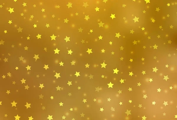 Layout Vetorial Amarelo Escuro Com Flocos Neve Brilhantes Estrelas Flocos — Vetor de Stock