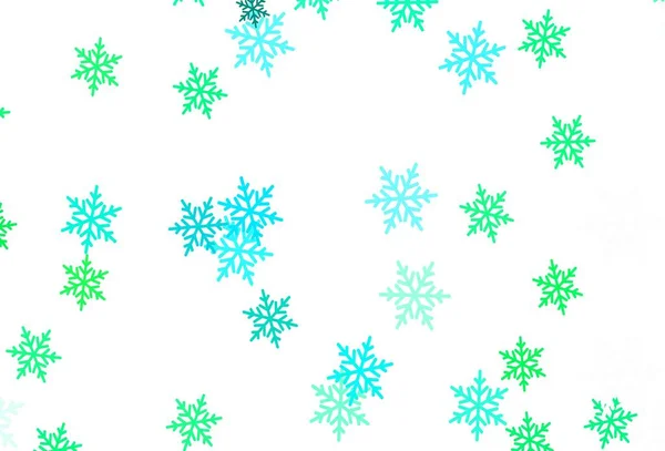 Light Green Vector Template Ice Snowflakes Stars Colorful Snowflakes Gradient — Stock Vector