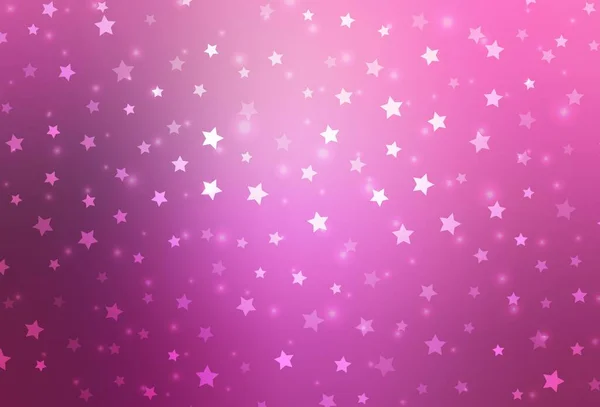 Textura Vectorial Rosa Claro Con Copos Nieve Colores Estrellas Ilustración — Archivo Imágenes Vectoriales