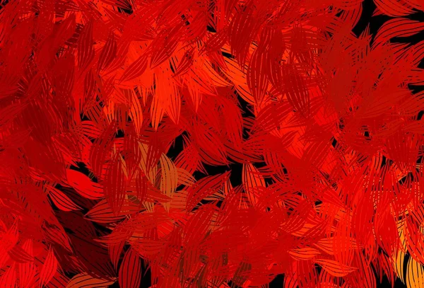 Rouge Foncé Vecteur Jaune Illustration Naturelle Avec Des Feuilles Croquant — Image vectorielle