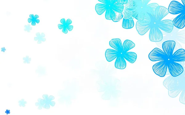 浅蓝色矢量涂鸦花纹 色彩斑斓的图画 花朵是涂鸦风格的 手绘网页设计 — 图库矢量图片