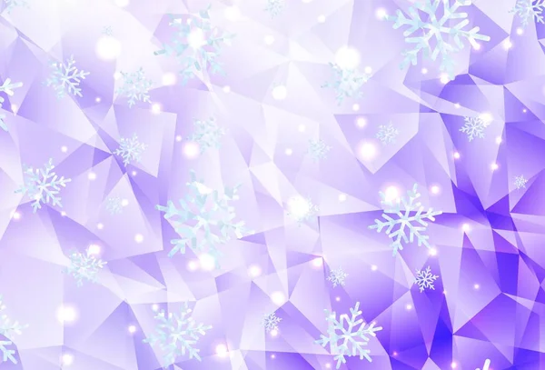 浅紫色矢量纹理与彩色雪花 用雪花作现代几何抽象图解 新年海报 横幅的设计 — 图库矢量图片