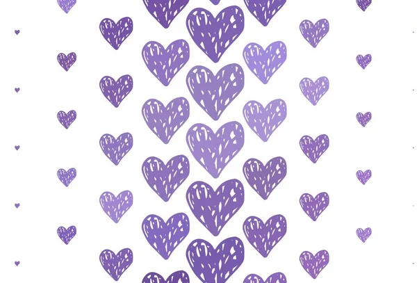 Luz Purple Vector Telón Fondo Con Corazones Dulces Hermosos Corazones — Vector de stock