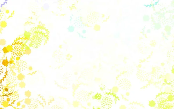 明るい緑 花と黄色のベクトル抽象的なパターン白い背景に花の装飾的なデザイン 子供向けのカラフルなパターン — ストックベクタ