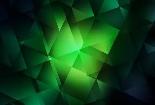 Mörkgrön Vektor Polygonal Mönster Glitter Abstrakt Illustration Med Elegant Trianglar — Stock vektor