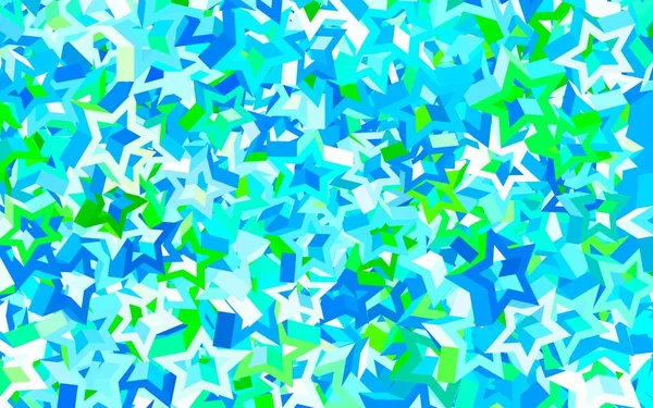 Lichtblauwe Groene Vectorachtergrond Met Kleine Grote Sterren Moderne Geometrische Abstracte — Stockvector