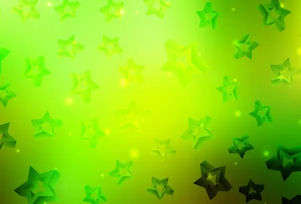 Verde Claro Fondo Vectorial Amarillo Con Estrellas Colores Ilustración Decorativa — Vector de stock