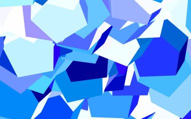 Açık pembe, altıgenli mavi vektör arkaplan. Bulanık arkaplanda renkli altıgenler. İniş sayfaları için desen.