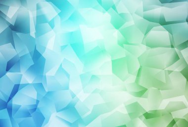 Açık mavi, yeşil vektör eğimli üçgen desen. Çokgen soyut çizim ve gradyan. Arkaplanlarınız için desenli desen.