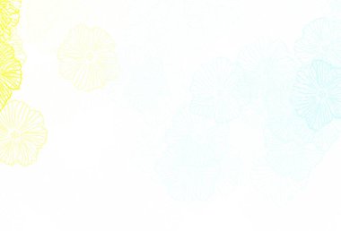 Açık mavi, yapraklı sarı vektör karalama deseni. Çiçekli yepyeni renkli bir illüstrasyon. Web sitesi yöneticileri ve tasarımları için desen.