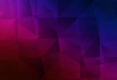 Koyu mavi, kırmızı vektör eğimli şablon. Üçgenlerden oluşan parlayan çokgen çizimler. Cep telefonunun arka planının şablonu.