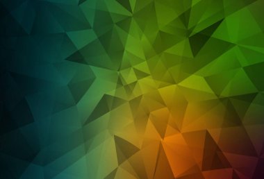 Koyu yeşil, kırmızı vektör çokgen çizimi. Üçgenli renkli soyut çizimler. Arkaplanlarınız için desenli desen.