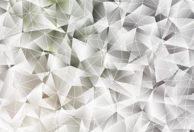 Kristalleri ve üçgenleri olan hafif gri vektör şablonu. Renkli üçgenli modern soyut illüstrasyon. Kartvizitiniz için modern tasarım.