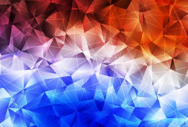 Açık mavi, kırmızı vektör desenli çokgen. Soyut üçgenli dekoratif tasarım. Broşürler, broşürler için desen