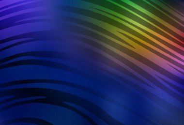 Koyu mavi, kıvrımlı sarı vektör desenli. Soyut tarzda gradyan çizgilerle akıllı illüstrasyon. İş tasarımınız için şablon.