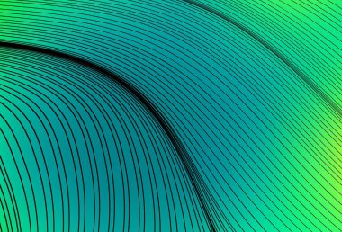 Eğimli çizgileri olan açık yeşil vektör deseni. Eğilimli soyut bir çizim. Tasarımınız için basit şablon.