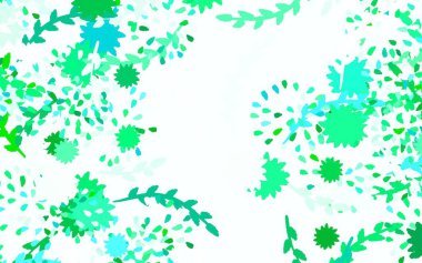 Açık yeşil vektör desenli, çiçekli, parlak renkli resimli, soyut desen. Web siteleri ve pankartlar için desenli desen.