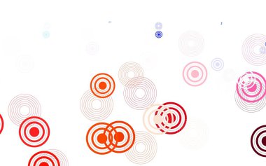 Açık mavi, baloncuklu kırmızı vektör arka planı. Parlak renkli soyut çemberlerin olduğu bir resim. Marka kitabınız için yeni şablon.