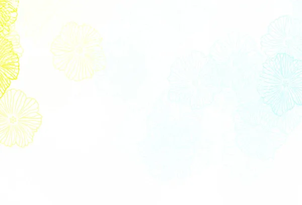Hellblaues Gelbes Vektor Doodle Muster Mit Blättern Brandneue Farbige Illustration — Stockvektor