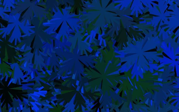 Azul Escuro Vetor Verde Pano Fundo Natural Com Flores Sketchy — Vetor de Stock