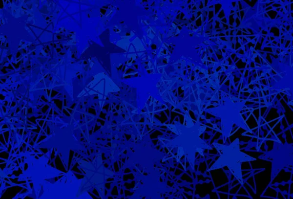 Layout Vetorial Blue Escuro Com Flocos Neve Brilhantes Estrelas Ilustração — Vetor de Stock