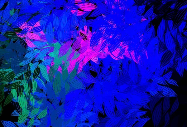Dark Blue Red Vector Elegant Pattern Leaves Glitter Abstract Illustration — ストックベクタ