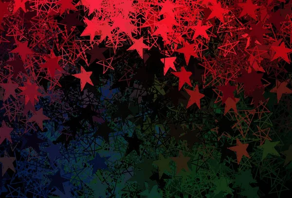 Dunkelgrünes Rotes Vektormuster Mit Weihnachtlichen Schneeflocken Sternen Gradient Bunte Illustration — Stockvektor