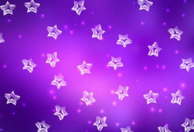 Açık Mor, güzel yıldızlı pembe vektör dokusu. Soyut şablondaki yıldızlarla dekoratif parlak illüstrasyon. Kozmik arkaplanlar için şablon.