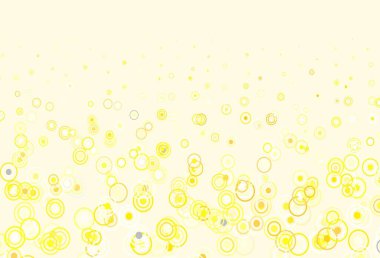 Küreli açık sarı vektör deseni. Renkli su damlaları olan modern soyut çizimler. Poster ve web siteleri için tasarım.