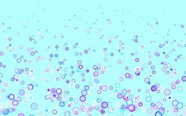 Açık pembe, köpüklü mavi vektör arkaplan. Soyut arka planda bulanık kabarcıklar ve renkli gradyan. Güzel web siteleri için desen.