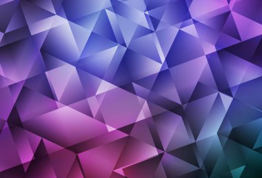 Açık Mor, pembe vektör eğimli üçgenler. Çokgen tarzda tamamen yeni bir renk çizimi. Pankartın için tamamen yeni bir şablon.