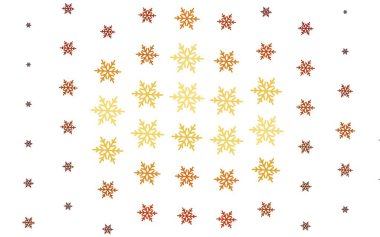 Açık kırmızı vektör desenli Noel kar taneleri, yıldızlar. Yılbaşı tarzında kar yağan rengarenk bir tasvir. İş ilanı için yeni yıl tasarımı.