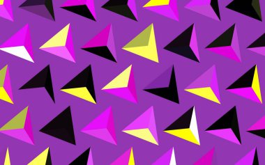 Koyu pembe, üçgenli sarı vektör arkaplan. Renkli üçgenli modern soyut illüstrasyon. Duvar kağıtları için zarif tasarım.