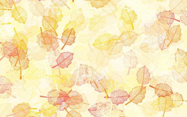 Hafif turuncu vektör çizim şekli yapraklarla. Yapraklar ve çiçeklerle yepyeni renkli bir illüstrasyon. Duvar kağıdı tasarımınız için yeni bir doku.