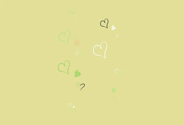 浅绿色 红色矢量纹理与可爱的心脏 装饰设计 心形简洁 狂欢节的模式 节庆浪漫传单 — 图库矢量图片