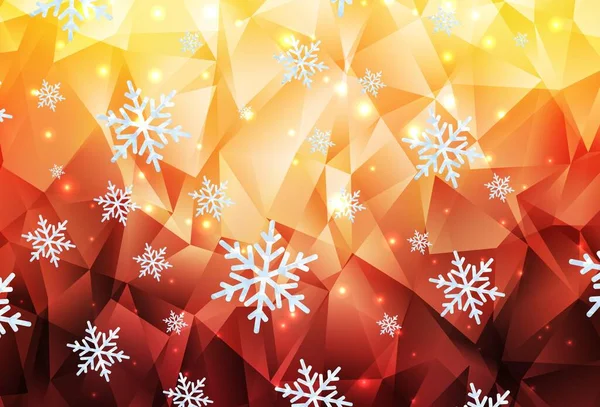 Rouge Clair Motif Vectoriel Jaune Avec Flocons Neige Noël Étoiles — Image vectorielle