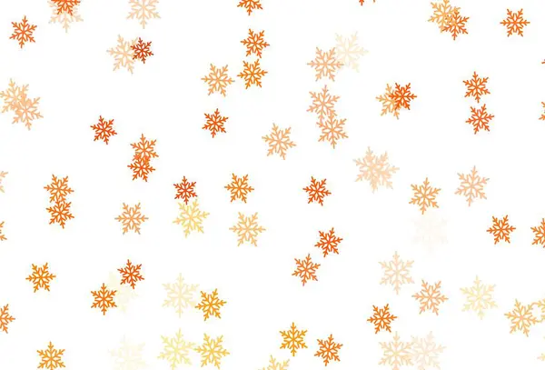 Plantilla Vectorial Naranja Claro Con Copos Nieve Hielo Estrellas Ilustración — Vector de stock