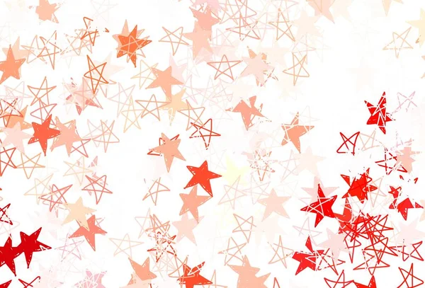 Fondo Vectorial Rojo Claro Con Estrellas Pequeñas Grandes Diseño Decorativo — Vector de stock