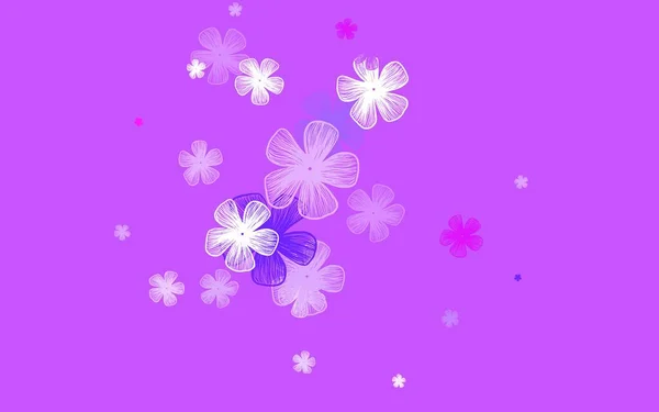 Light Purple Vektor Eleganten Hintergrund Mit Blumen Skizzenhafte Kritzelblumen Auf — Stockvektor