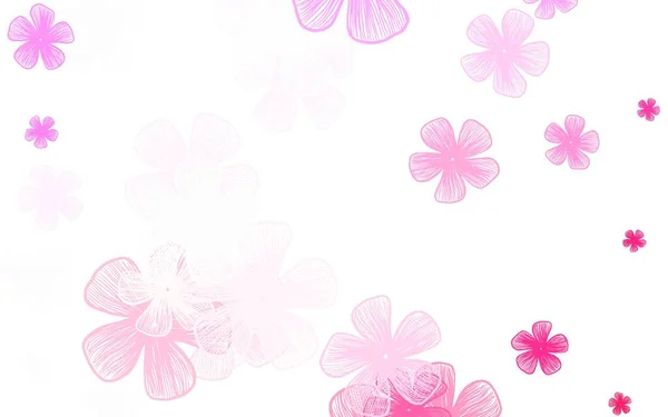 Luz Púrpura Rosa Vector Telón Fondo Natural Con Flores Doodle — Archivo Imágenes Vectoriales