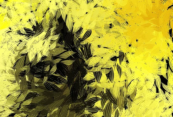Темно Желтый Вектор Естественной Живописи Листьями Нечеткие Каракули Листьями Размытом — стоковый вектор