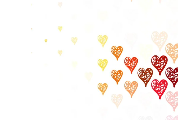 Светло Оранжевый Вектор Искушает Задумчивыми Сердцами Умная Иллюстрация Градиентными Сердцами — стоковый вектор