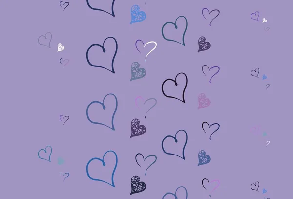 Light Pink Blue Vector Backdrop Sweet Hearts Illustration Shapes Gradient — Stock Vector