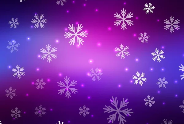 Violet Clair Fond Vectoriel Rose Avec Beaux Flocons Neige Étoiles — Image vectorielle