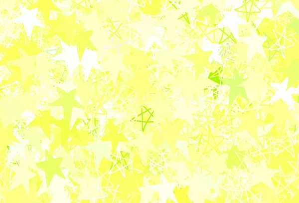 Light Green Yellow Vector Backdrop Small Big Stars Stars Blurred — Stock Vector