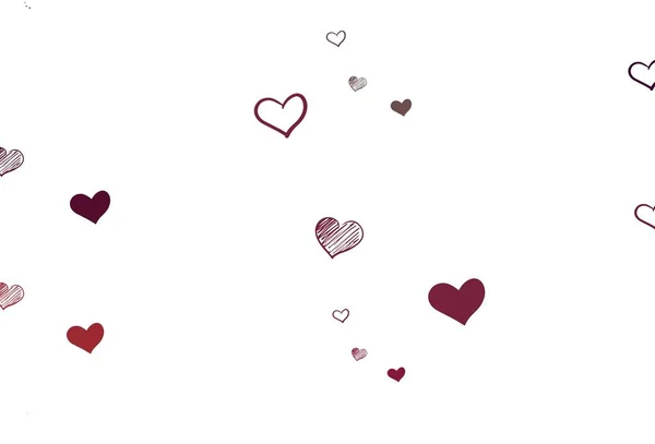 Rose Pâle Fond Vectoriel Rouge Avec Des Cœurs Doux Illustration — Image vectorielle